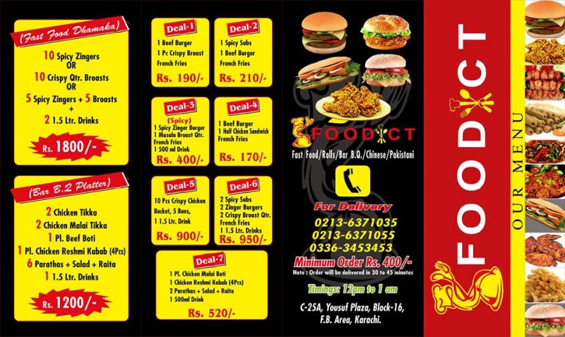 Foodict Restaurant in FB Area Karachi - Menu, Timings, Contacts, Map
