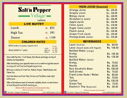 Salt' N Pepper Village Restaurant in Gulberg - III Lahore - Menu