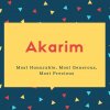 Akarim Name Meaning Most Honurable, Most Generous, Most Precious