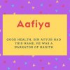 Aafiya Name Meaning