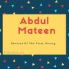 Abdul mateen name meaning Servant Of The Firm. Strong.