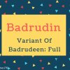 Badrudin Name Meaning Variant Of Badrudeen- Full Moon Of The Faith