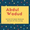 Abdul wadud name meaning Variant Of Abdul-Wadood- Servant Of The Loving.