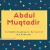 Abdul muqtadir name meaning is - Servant of the Powerful.