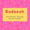 Badeeah Name Meaning Astonishing, amazing, marvel, wonder
