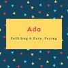 Ada Name Meaning Fulfilling A Duty, Paying