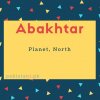 Abakhtar name meaning Planet, North.