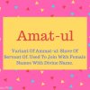 Amat-u lName Meaning Variant Of Ammat-ul- Slave Of Servant Of. Used To Join With Female Names With Divine Name.