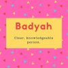 Badyah Name Meaning Clear, knowledgeable person