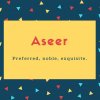 Aseer Name Meaning Preferred, noble, exquisite