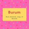 Burum Name Meaning Bud, blossom, sing. of Baraim