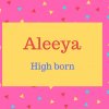 Aleeya Name Meaning High born