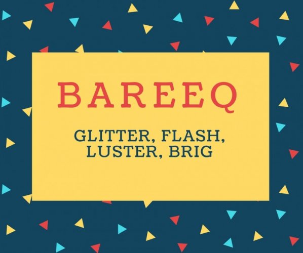 Bareeq Name meaning Glitter, flash, luster, brig.