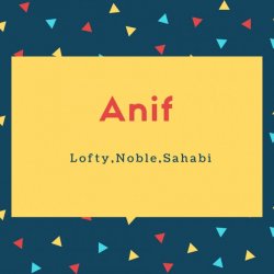 Anif Name Meaning Lofty,Noble,Sahabi