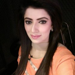 Cute Mariam Fayyaz in Orange Dress