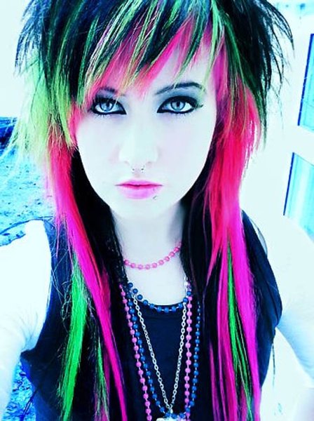 10 Beautiful Emo Hairstyles For Girls - Multi-Colored Emo Look