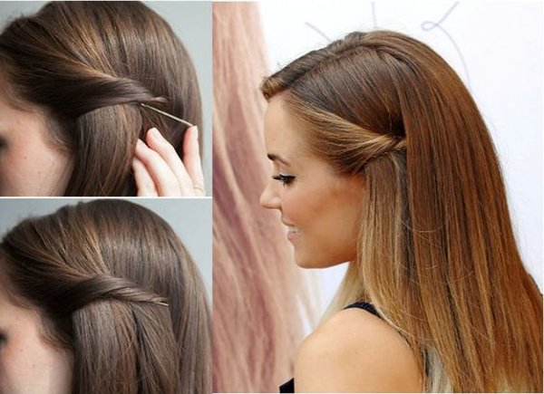 50 Simple Curly Hairstyles You Can Do In 10-Minutes-Stylish Easy Pulled-Back Look with Hair Slides