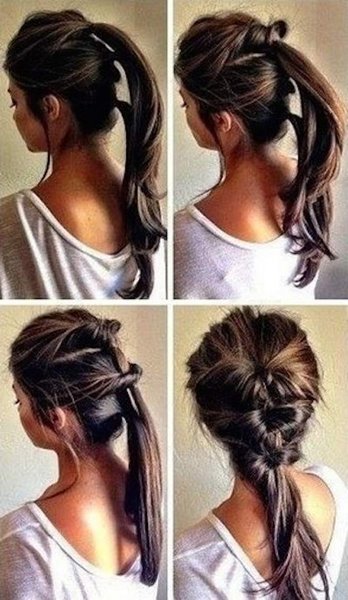 50 Simple Curly Hairstyles You Can Do In 10-Minutes-Thread Together Three Ponytails