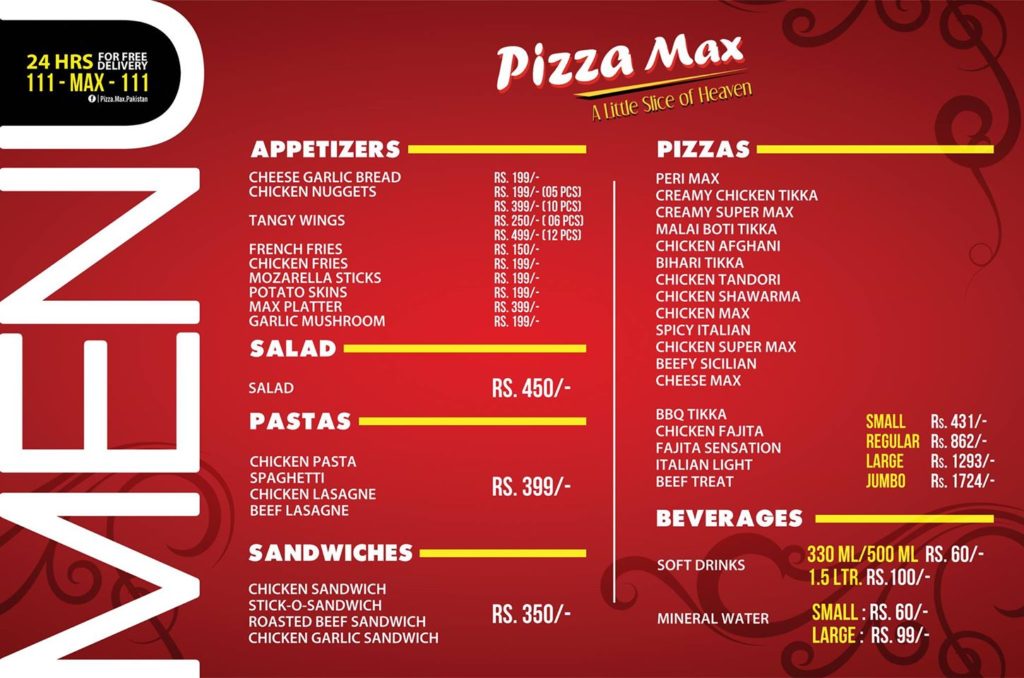 Pizza Max Menu