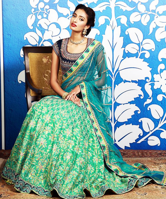 20 Indian Wedding Dresses You Can Try This Season - Bluish Green Lehanga Choli
