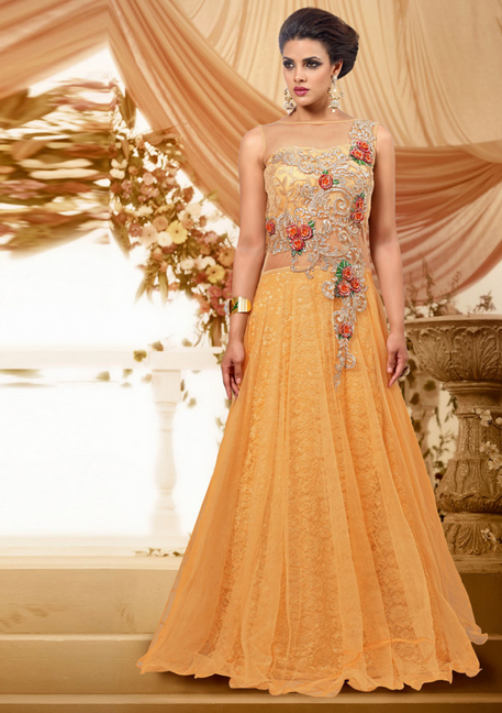 20 Indian Wedding Dresses You Can Try This Season - Peach Maxi