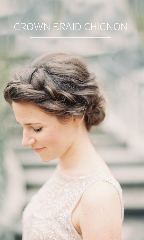 12 Summer Bridal HairStyles For Women-Stylish Crown Braid Chignon Hairstyle